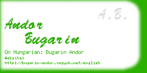andor bugarin business card